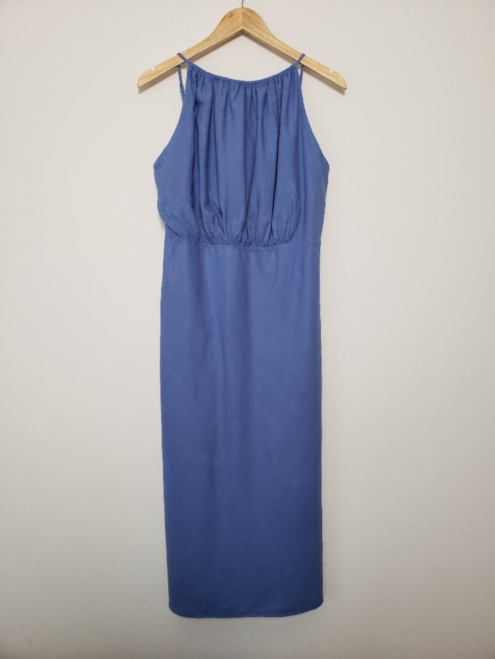 Banana Republic Linen Blend Blue Midi Dress Sz 12 NWT
